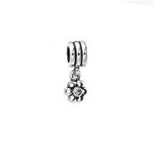 Flower Charm Bead Silver Plated